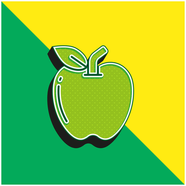 Apple Zielony i żółty nowoczesny ikona wektora 3D logo - Wektor, obraz