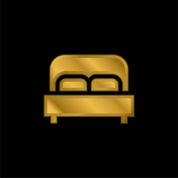 Bed gold plated metalic icon or logo vector - Vector, Image