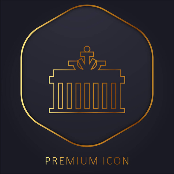 Brandenburg Gate golden line premium logo or icon - Vector, Image