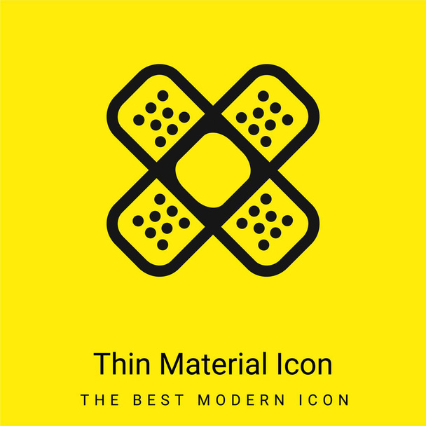 Band Aids Cross minimal bright yellow material icon - Vector, Image