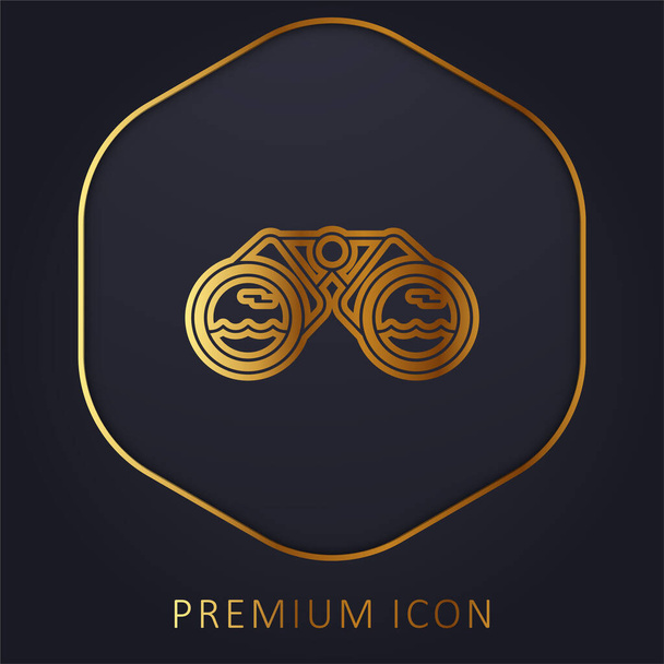 Binocoulars zlatá čára prémie logo nebo ikona - Vektor, obrázek