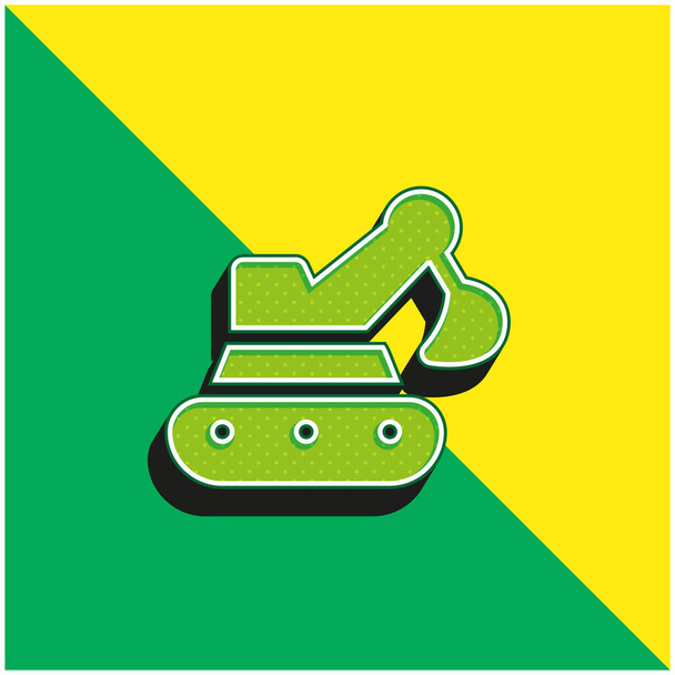 バックホウ緑と黄色の現代的な3Dベクトルアイコンのロゴ - ベクター画像