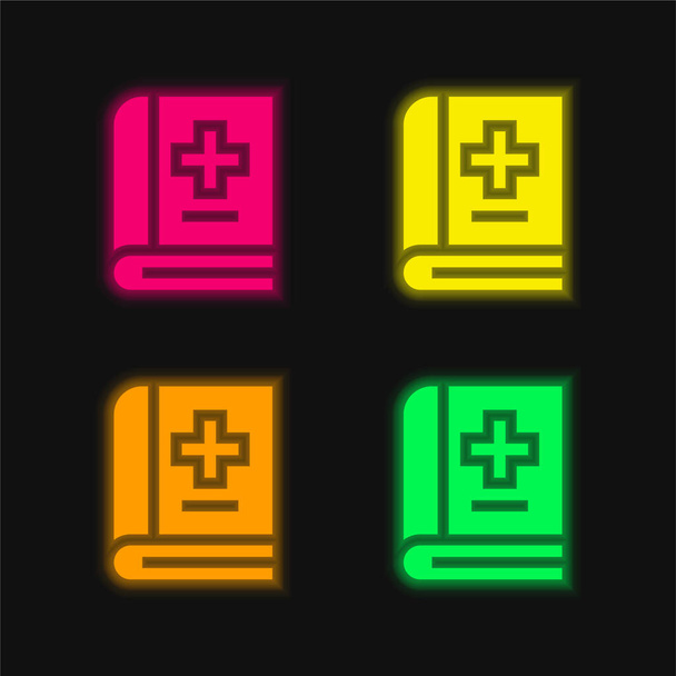 Nimitys Varaa neljä väriä hehkuva neon vektori kuvake - Vektori, kuva