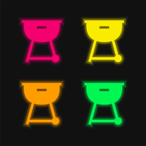 Μπάρμπεκιου τέσσερις χρώμα λαμπερό νέον διάνυσμα εικονίδιο - Διάνυσμα, εικόνα