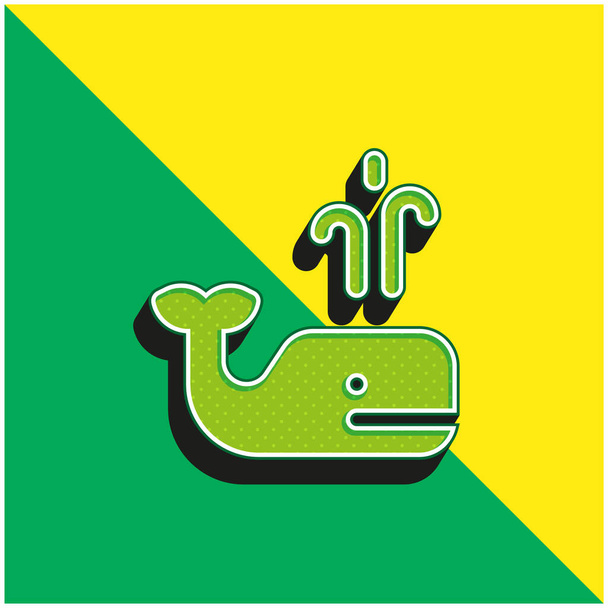 Modrá velryba Zelená a žlutá moderní 3D vektorové logo ikony - Vektor, obrázek