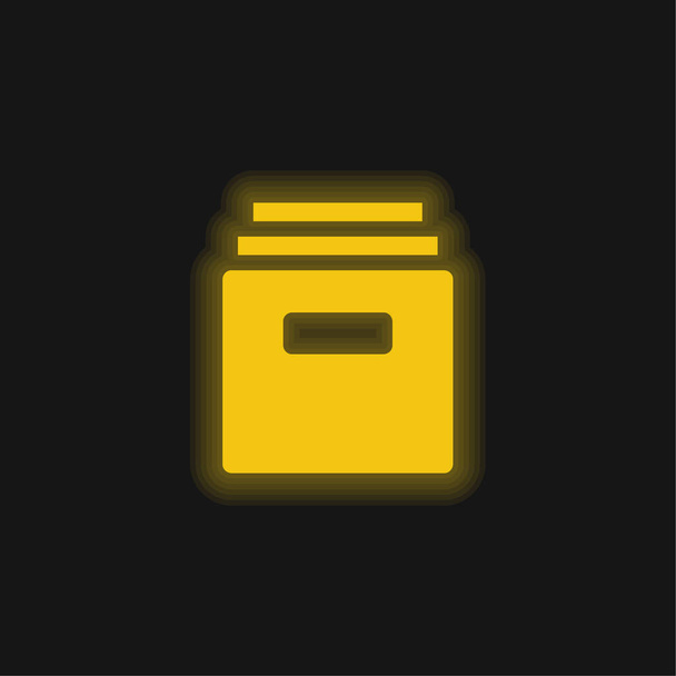 Arkisto keltainen hehkuva neon kuvake - Vektori, kuva