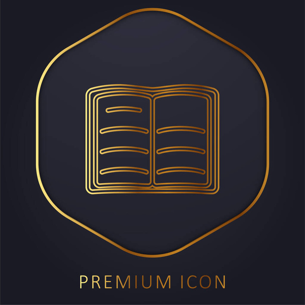 Libro de texto Esquema abierto línea dorada logotipo premium o icono - Vector, imagen