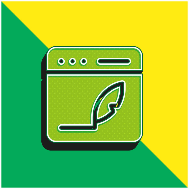 Blog Πράσινο και κίτρινο σύγχρονο 3d διάνυσμα εικονίδιο λογότυπο - Διάνυσμα, εικόνα