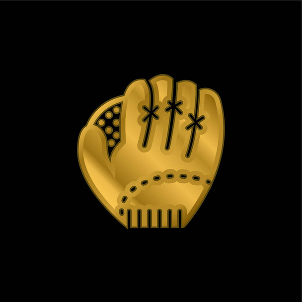 Béisbol chapado en oro icono metálico o logo vector - Vector, Imagen