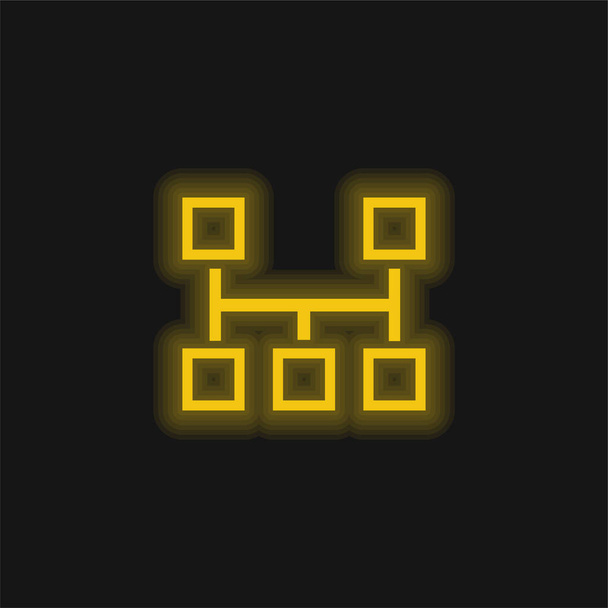 Blokken Schema geel gloeiende neon pictogram - Vector, afbeelding