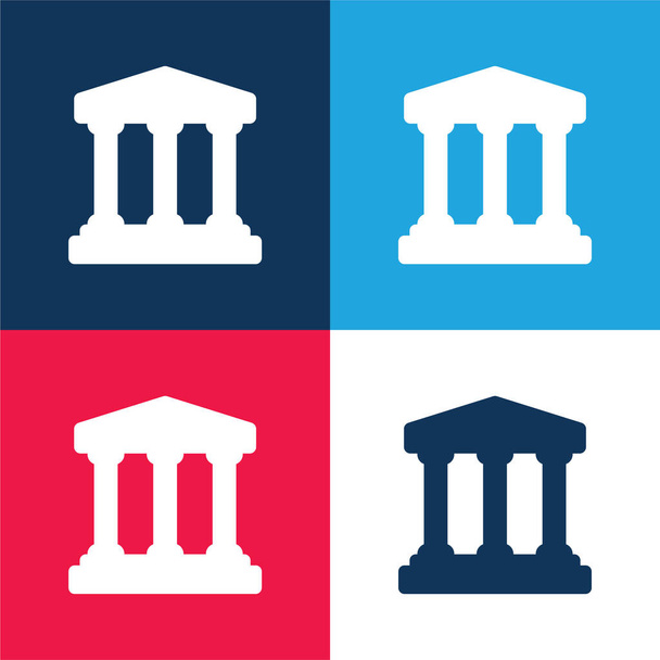 Τράπεζα Σύμβολο μπλε και κόκκινο τεσσάρων χρωμάτων ελάχιστο σύνολο εικονιδίων - Διάνυσμα, εικόνα