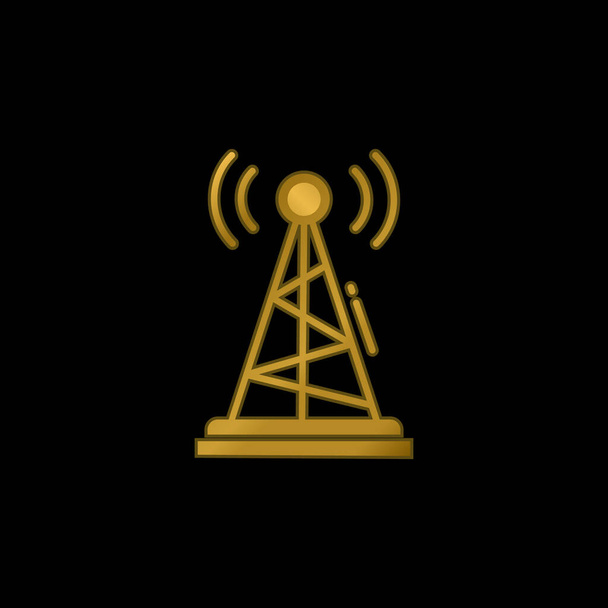 Позолоченная антенна металлическая икона или вектор логотипа - Вектор,изображение