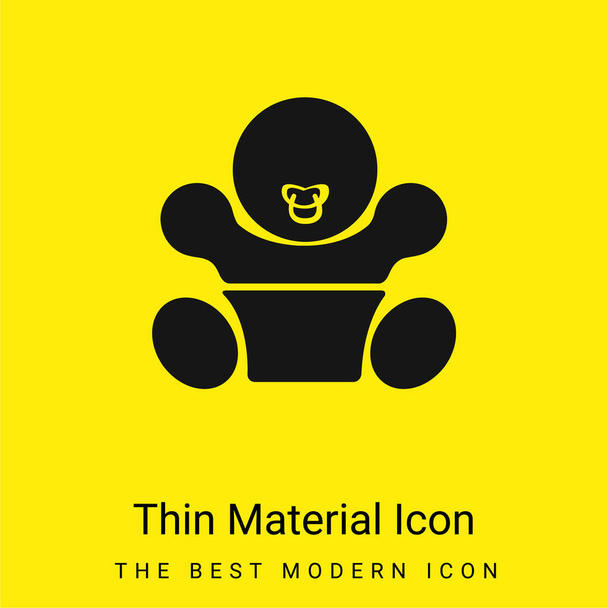 Bebé con chupete mínimo icono de material amarillo brillante - Vector, Imagen
