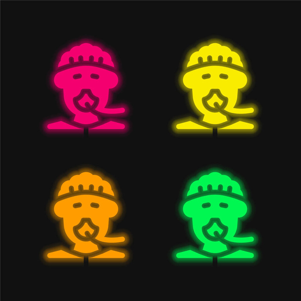 Anestézie čtyři barvy zářící neonový vektor ikona - Vektor, obrázek