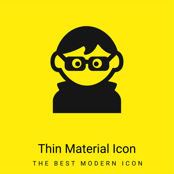 Fiú szemüveggel, sötét ruhák és haj minimális fényes sárga anyag ikon - Vektor, kép