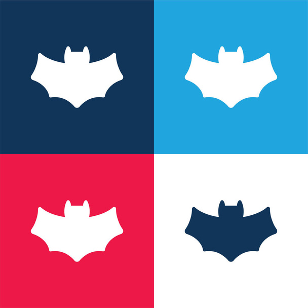murciélago azul y rojo de cuatro colores mínimo icono conjunto - Vector, Imagen