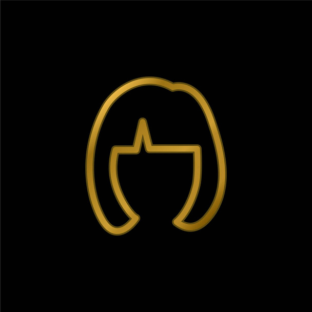 Loira Feminino Short Hair Shape banhado a ouro ícone metálico ou vetor logotipo - Vetor, Imagem