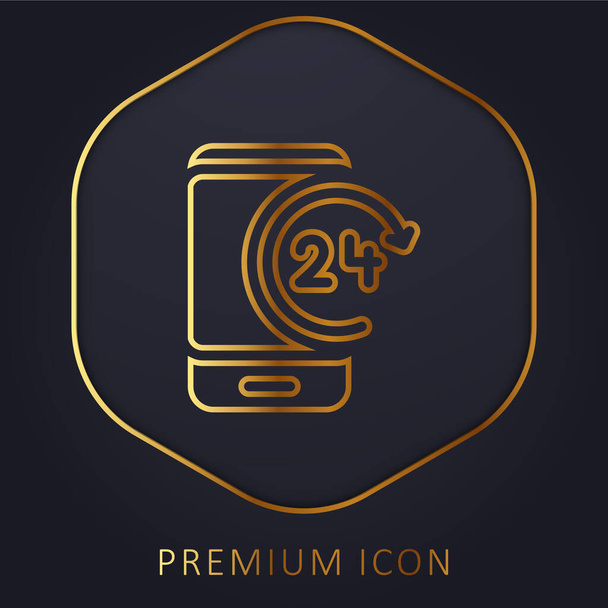 24h golden line premium logo or icon - Vector, Image