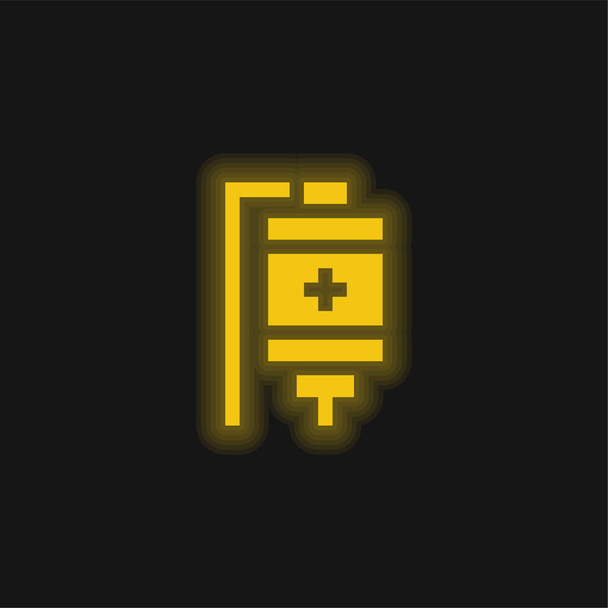 Žlutá zářící neonová ikona Krvavý pytel - Vektor, obrázek
