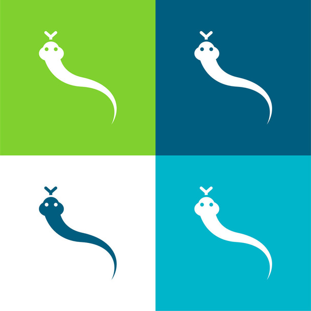 Animal Flat cztery kolory minimalny zestaw ikon - Wektor, obraz
