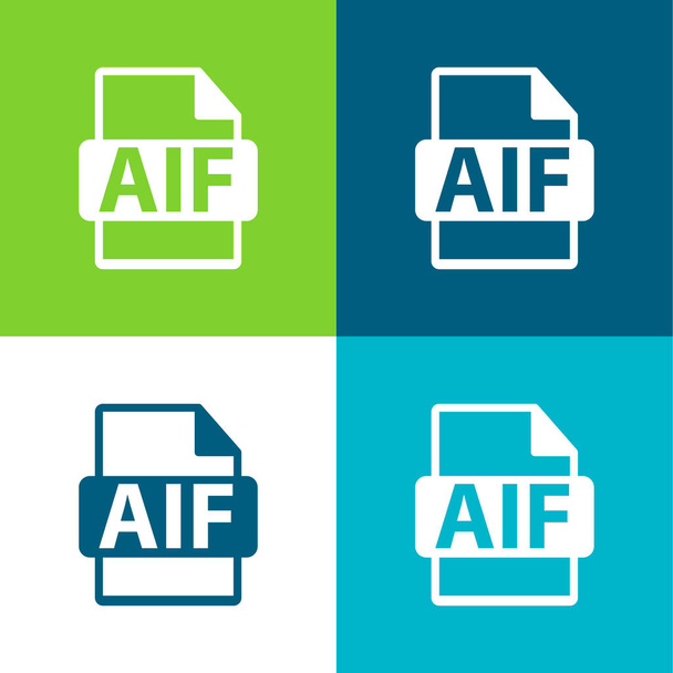 AIF File Symbol Set de iconos mínimos de cuatro colores - Vector, imagen