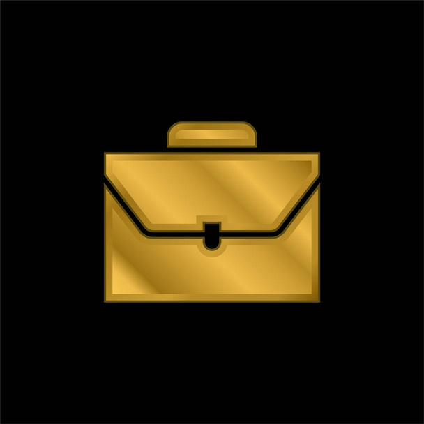 Evrak çantası altın kaplama metalik simge veya logo vektörü - Vektör, Görsel