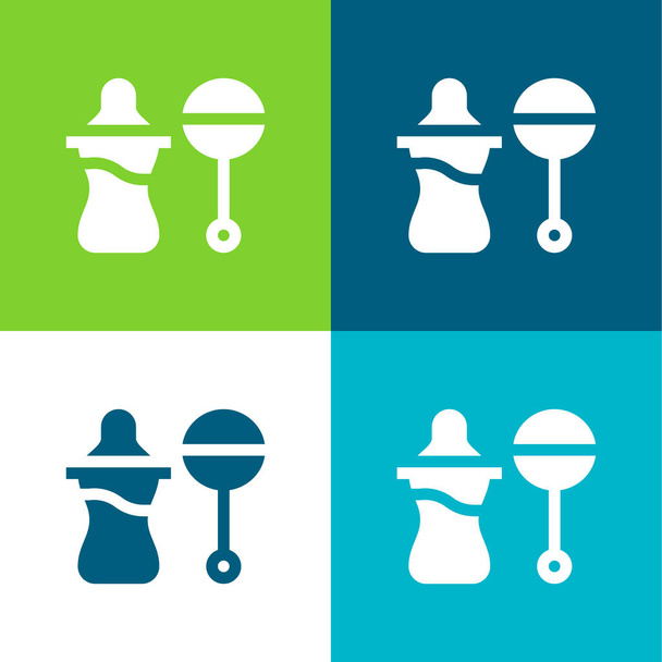 Baby Feeder Lapos négy szín minimális ikon készlet - Vektor, kép
