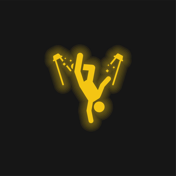 Break Dance ícone de néon brilhante amarelo - Vetor, Imagem