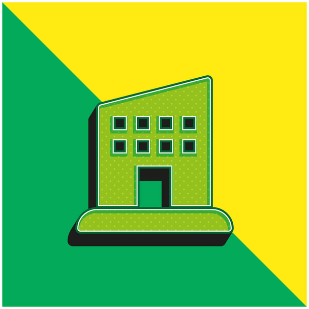 Appartment Zöld és sárga modern 3D vektor ikon logó - Vektor, kép