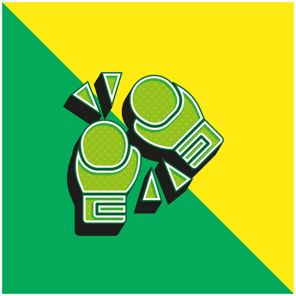 Boxing Gloves Green and yellow modern 3d vector icon logo - Vector, Image