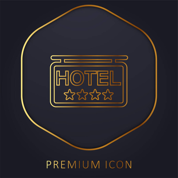 4 Estrellas Hotel Signal línea dorada logo premium o icono - Vector, imagen