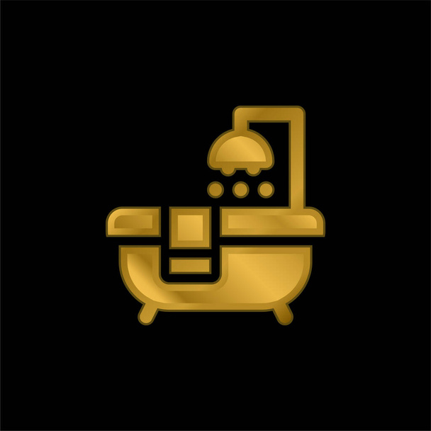 Bathtub επίχρυσο μεταλλικό εικονίδιο ή το λογότυπο διάνυσμα - Διάνυσμα, εικόνα