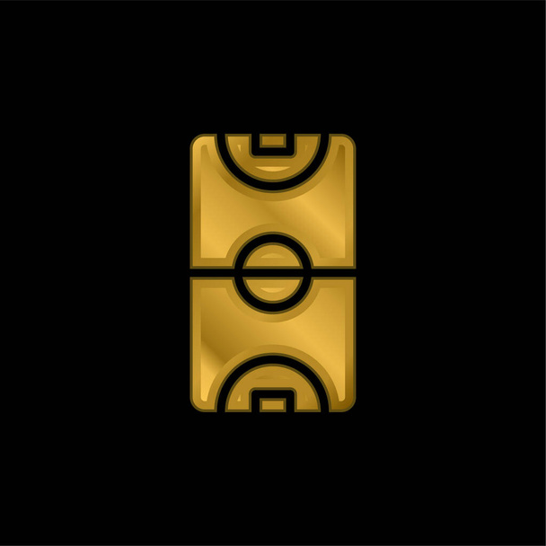 Cancha de baloncesto chapado en oro icono metálico o logo vector - Vector, imagen