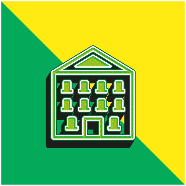 アパート緑と黄色の現代的な3Dベクトルアイコンのロゴ - ベクター画像