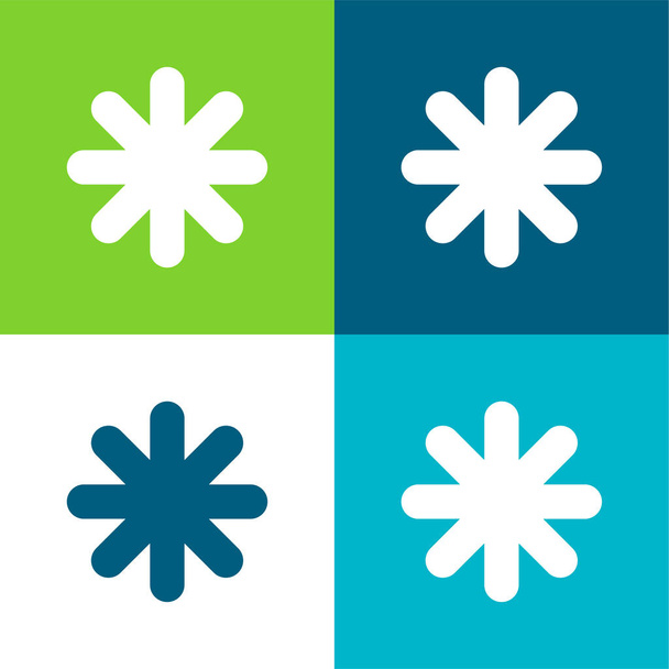 Asterisk Black Star Shape Płaskie cztery kolory minimalny zestaw ikon - Wektor, obraz