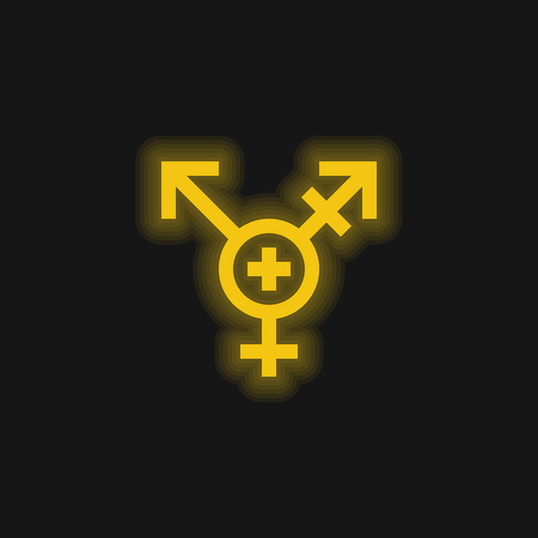 Androgynous amarillo brillante icono de neón - Vector, imagen
