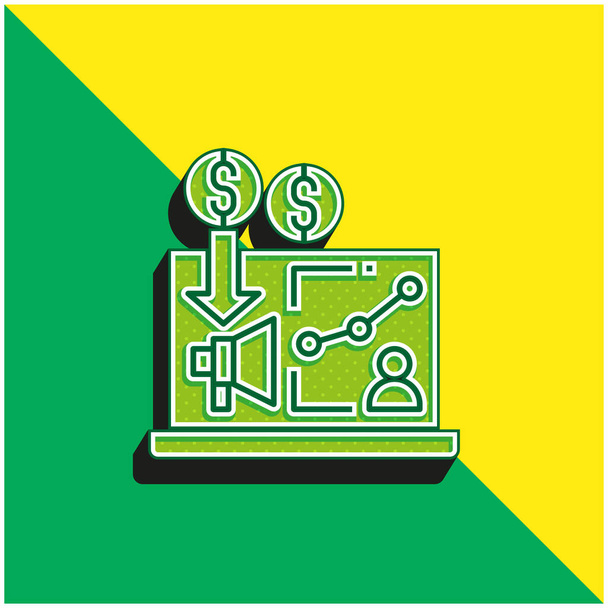 Werbung Grünes und gelbes modernes 3D-Vektorsymbol-Logo - Vektor, Bild