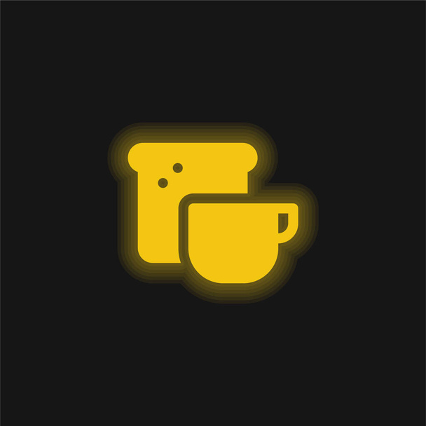 朝食黄色の輝くネオンアイコン - ベクター画像