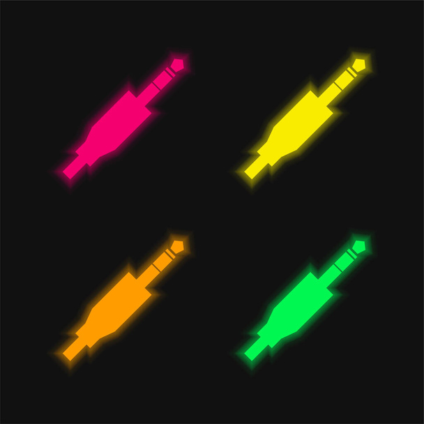 Audio Jack Connector vier Farben leuchtenden Neon-Vektor-Symbol - Vektor, Bild
