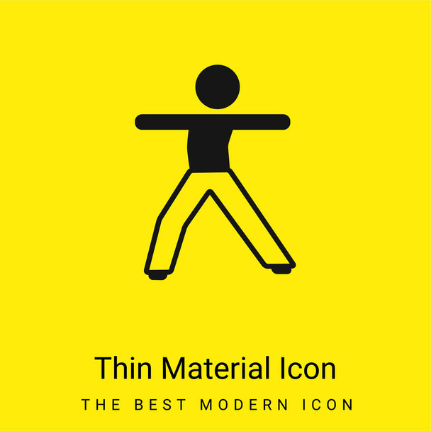 Boy Stretching Body minimális fényes sárga anyag ikon - Vektor, kép