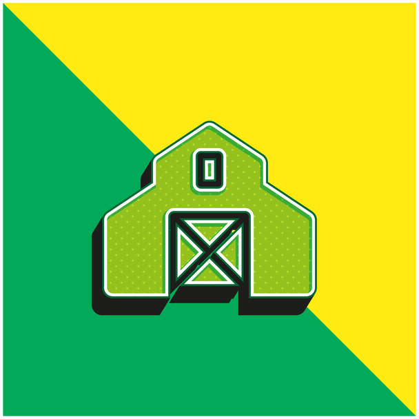 Fienile Logo icona vettoriale 3D moderna verde e gialla - Vettoriali, immagini