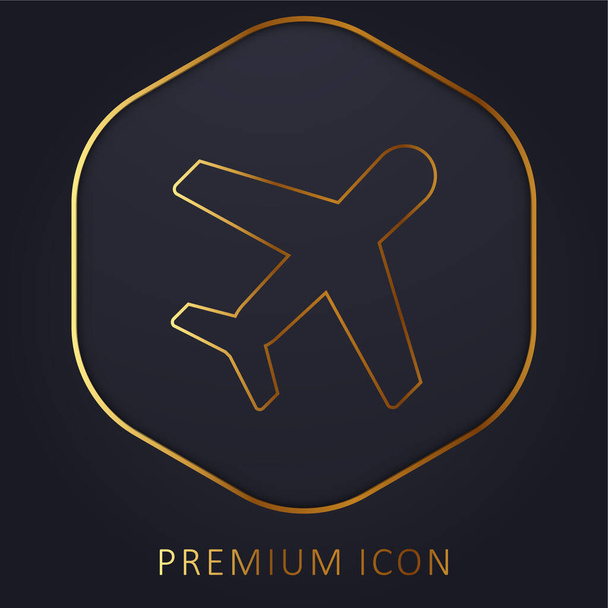 Aeroplane golden line premium logo or icon - Vector, Image