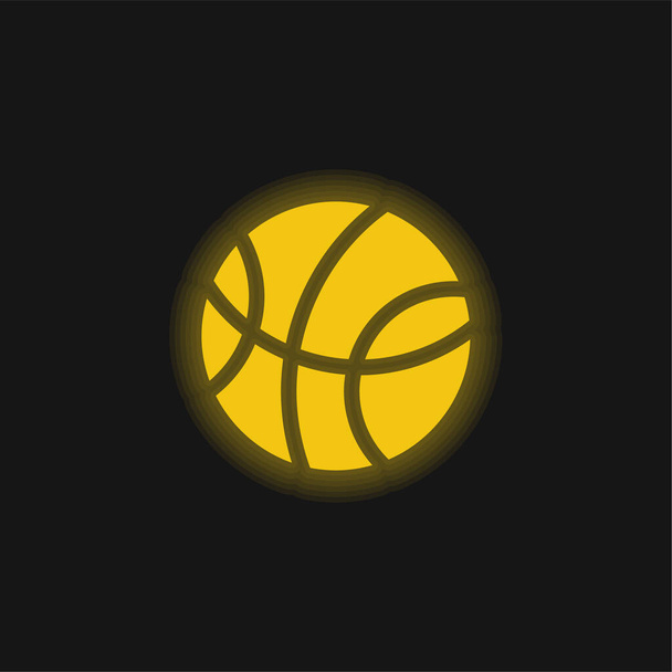 Kosárlabda sárga izzó neon ikon - Vektor, kép