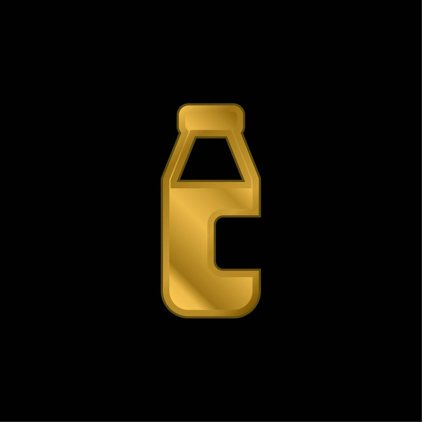 Garrafa de leite banhado a ouro ícone metálico ou vetor logotipo - Vetor, Imagem