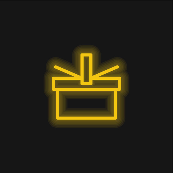 Cesta amarelo brilhante ícone de néon - Vetor, Imagem