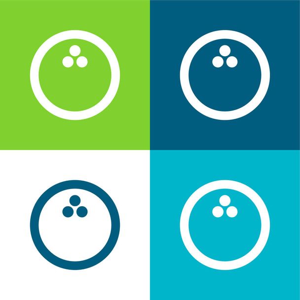 Bowling Ball Flach vier Farben minimales Symbol-Set - Vektor, Bild