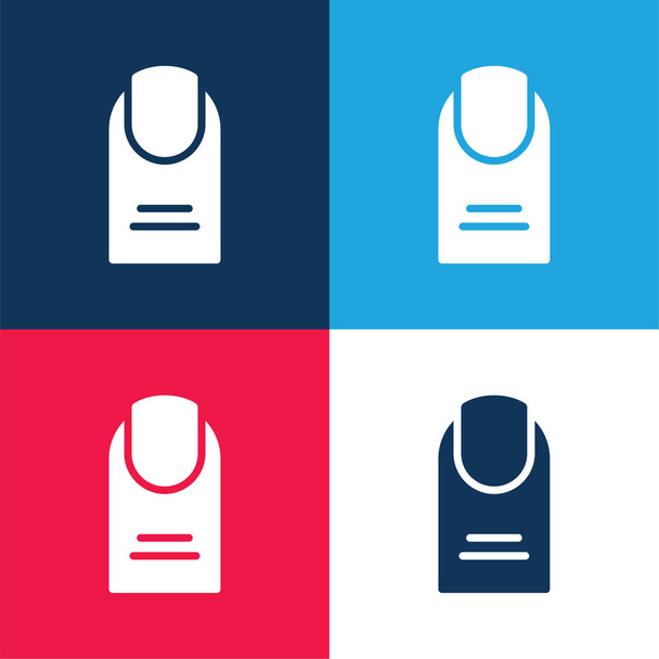 Ensemble d'icônes minime Big Finger bleu et rouge quatre couleurs - Vecteur, image
