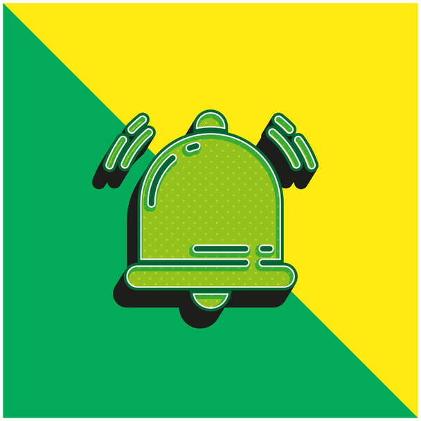 Logo d'icône vectoriel 3D moderne vert et jaune Bell - Vecteur, image