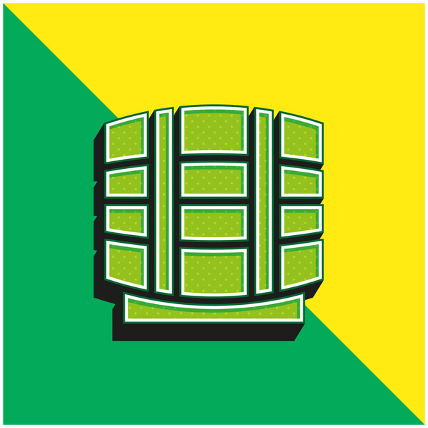 Pivní soudek Zelené a žluté moderní 3D vektorové logo - Vektor, obrázek