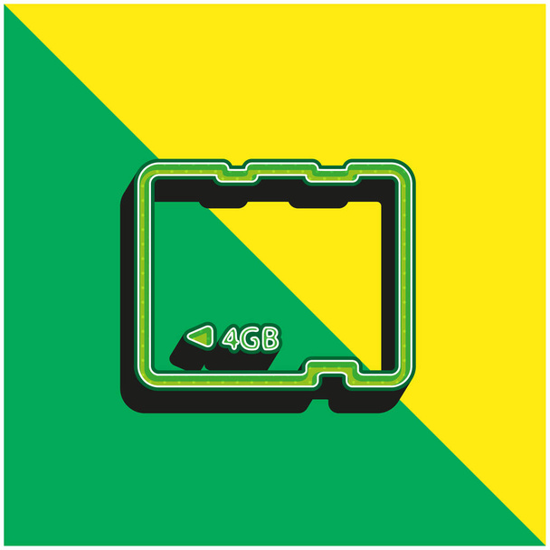 4Gb Card Groen en geel modern 3D vector icoon logo - Vector, afbeelding